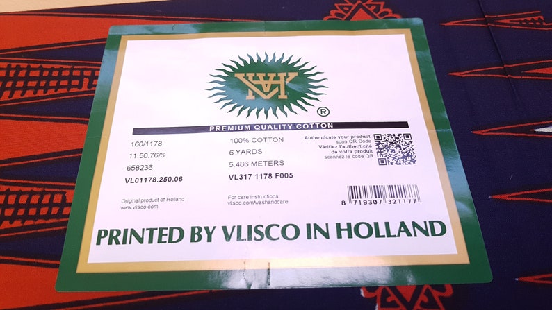 Vlisco Wax Hollandais BLUE / RED PENCIL African Wax print ...