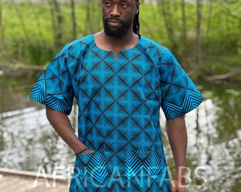 Blue Dashiki Shirt / Dashiki Dress - African print top - Unisex