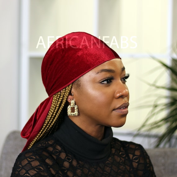 Velvet Durag / Du-rag / Do-rag / Bandana Unisex Dark Red -  Israel