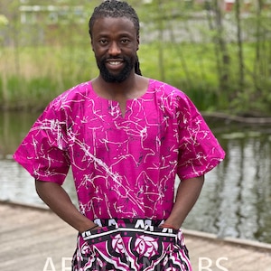 Purple Dashiki Shirt / Dashiki Dress - African print top - Unisex