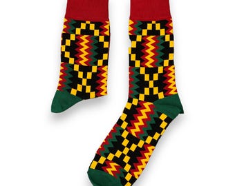 African socks / Afro socks / Kente socks - Red - African Print Socks