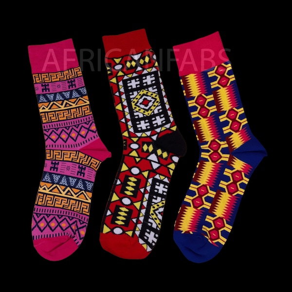 Set of 3 pairs African socks / Afro socks / African Print Socks