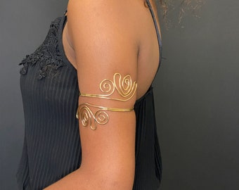 African style Upper arm Bangle cuff bracelet Jewelry - Gold