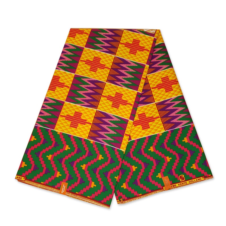 KENTE Fabric African Red / Yellow Kente Ghana Cloth Print - Etsy
