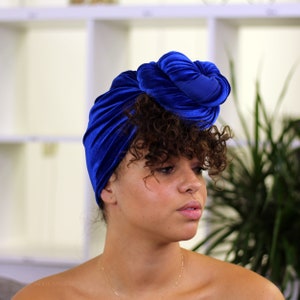 Velvet headwrap / velvet turban / headtie - Royal blue