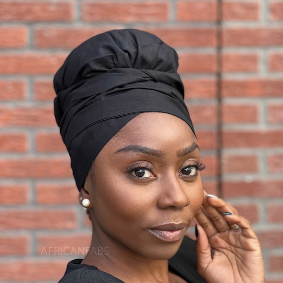 Easy Headwrap - Satin Lined Hair Bonnet - Black - Headband