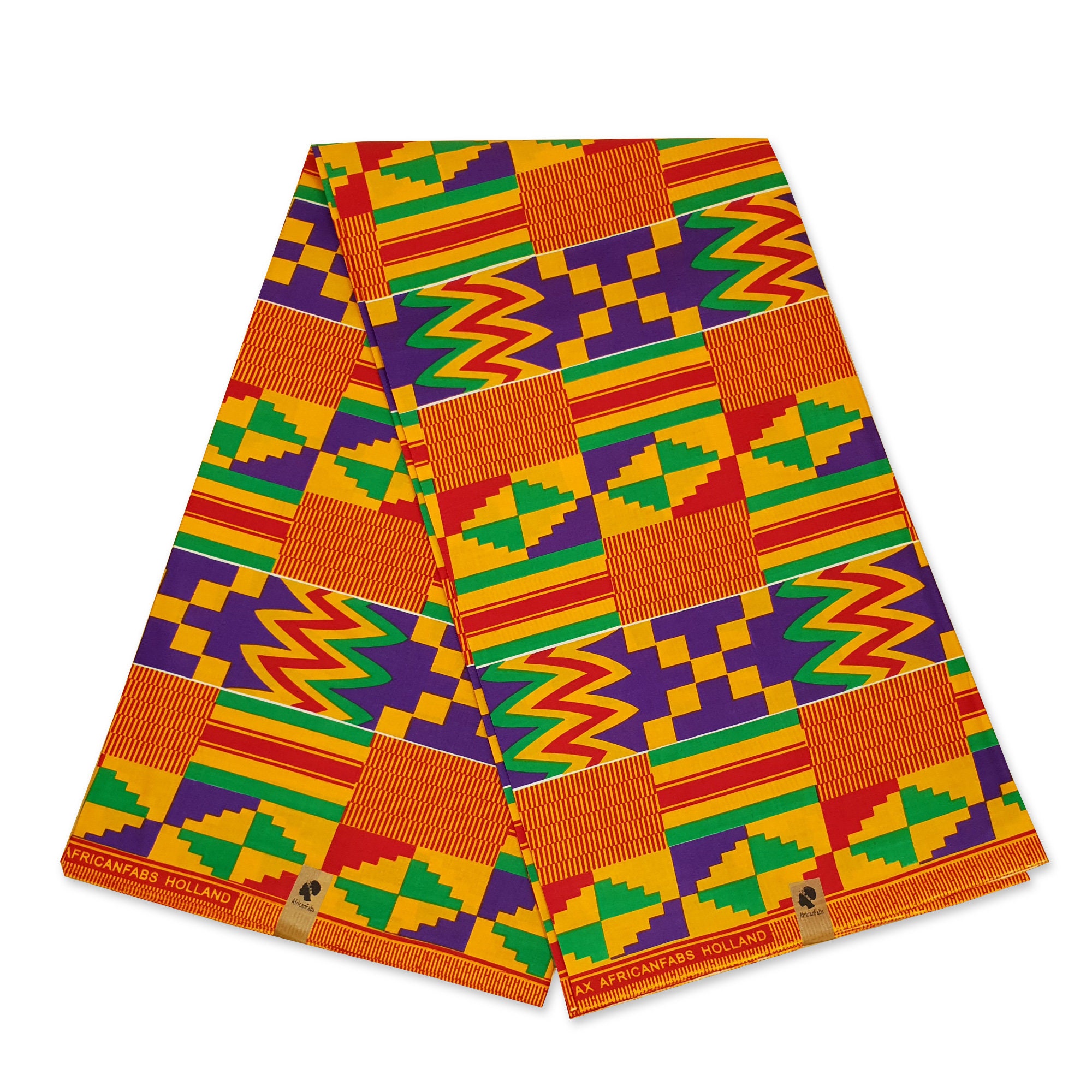 African Purple / Orange Kente print fabric KENTE Ghana wax | Etsy