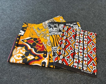 4 Fat quarters - Tissus patchwork orange / Tissus patchwork - Lot de patchs en tissu imprimé africain