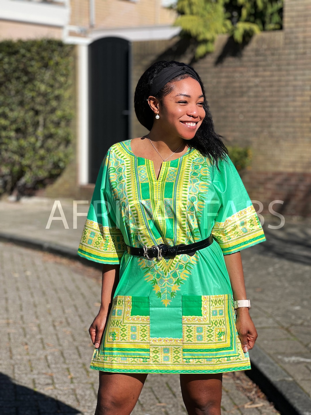 green dashiki dress Childrens African Dashiki Dress main image 0