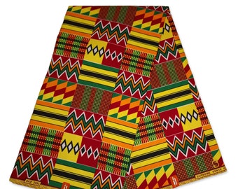 KENTE Fabric - African Red Kente ghana cloth print - KT-3095 Ankara Cotton Fabrics - Ghana cloth