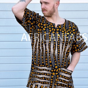 Brown / Black Bogolan Dashiki Shirt / Dashiki Dress - African print top - Unisex