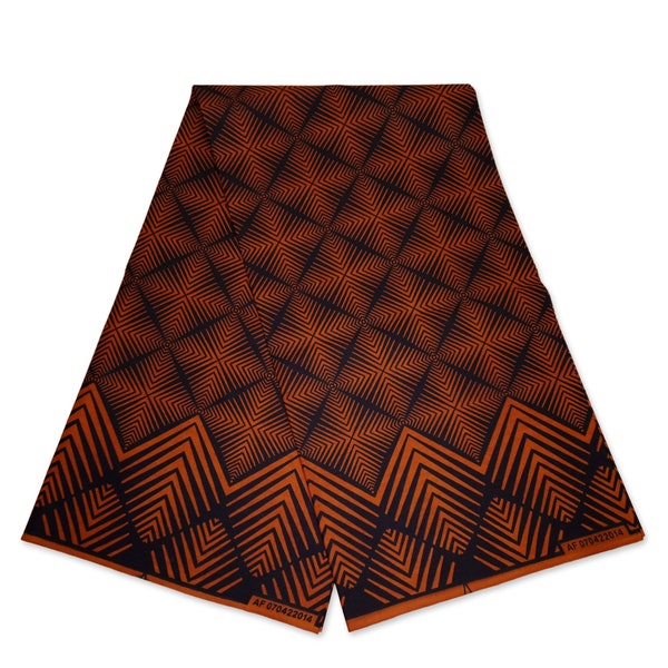 Tessuto stampa africana - Effetto sfumatura marrone-arancio - Tessuto stampa cera / Panno africano / Materiale Ankara - 100% cotone