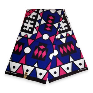 African print fabric - Blue Pink Samakaka / Samacaca (Angola) - Wax print fabric / African cloth / Ankara material - 100% cotton