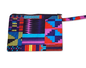 African print Makeup pouch / Pencil case / Cosmetic Bag / Coin Purse - Purple / Pink kente
