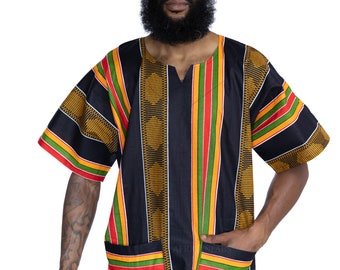 Black Pan Africa Dashiki Shirt / Dashiki Dress - African print top - Unisex