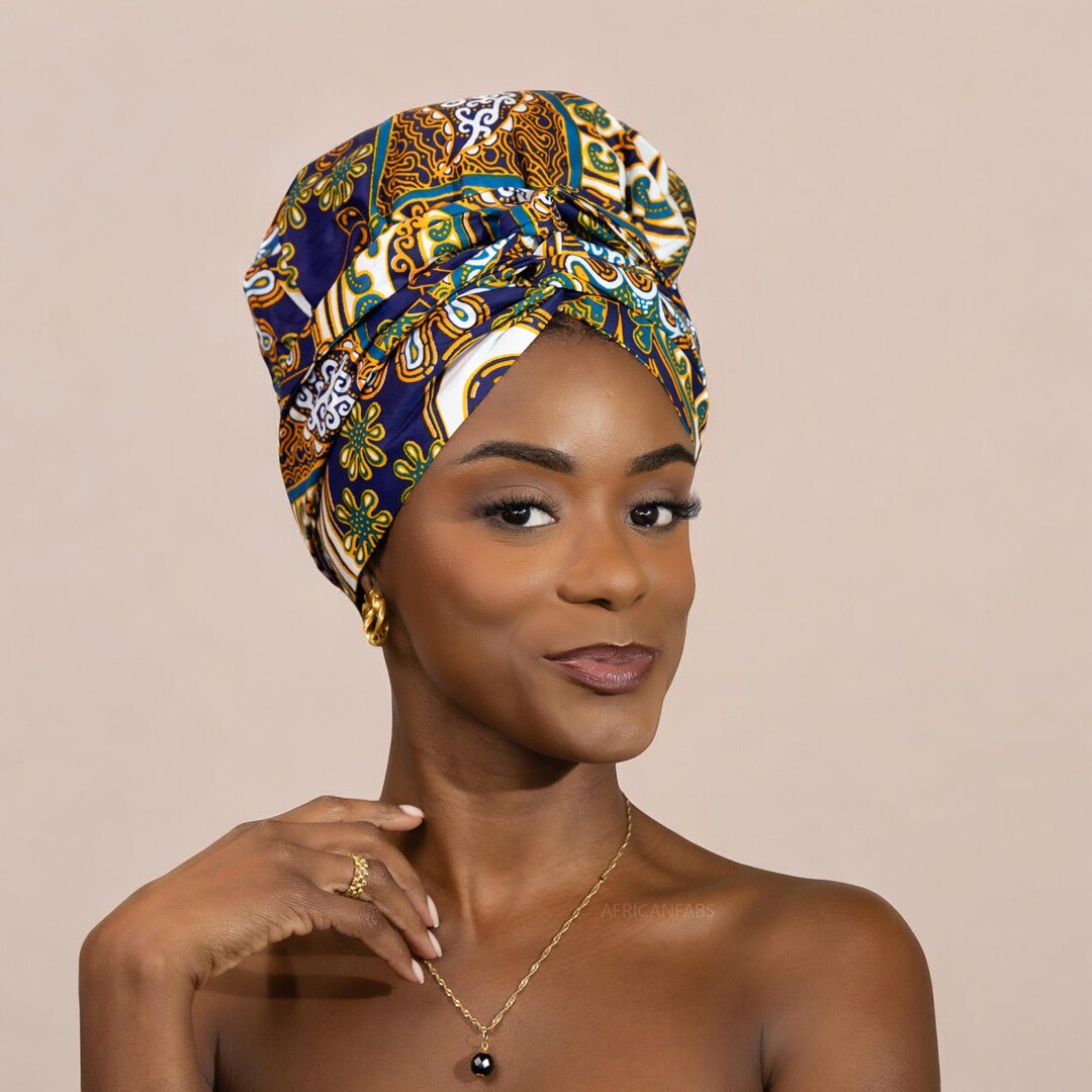 Easy Headwrap - Satin Lined Hair Bonnet With Straps - Blue Mix ...