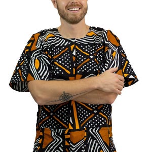 Black Bogolan Dashiki Shirt / Dashiki Dress - African print top - Unisex