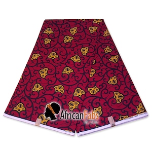 Vlisco Wax Hollandais - RED / YELLOW BRANCH African Wax print fabric - Ankara Cotton Fabrics - African Wax cloth by the yard