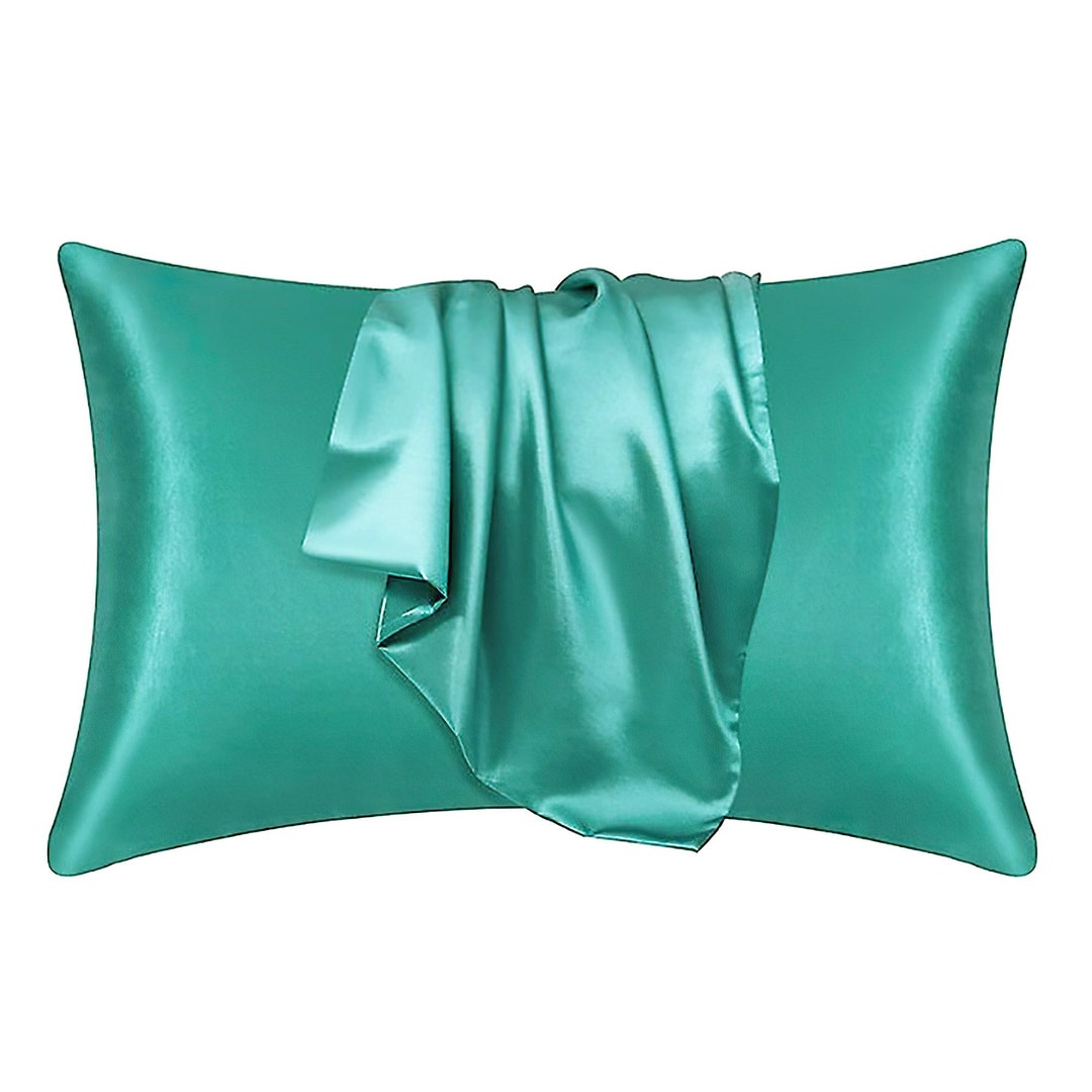 Satin Pillow Case Soft Green 60 X 70 Cm Standard Pillow Size Etsy