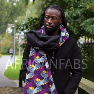 African print Warm Fleece Winter scarf for Adults Unisex - Purple tangle