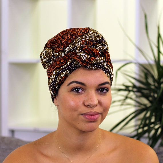 Easy Headwrap Satin Lined Hair Bonnet Brown Classic Headband