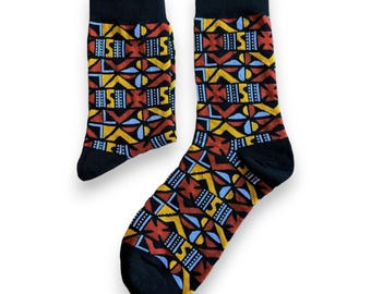 African socks / Afro socks - Brown bogolan - African Print Socks