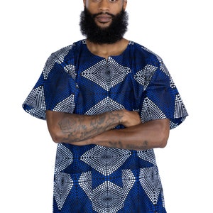 Royal blue diamonds Dashiki Shirt / Dashiki Dress - African print top - Unisex