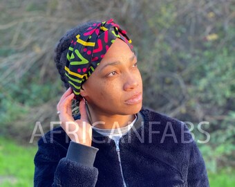 Afrikanischer Print Twist Stirnband Kopfschmuck – Erwachsene – Haarschmuck – Schlammtuch rosa grün