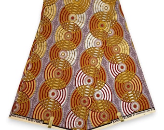 African Wax print fabric - Red Gold Retro Circles - Special effect Brillant Platinum Edition - African fabric Wax cloth - Julius Holland