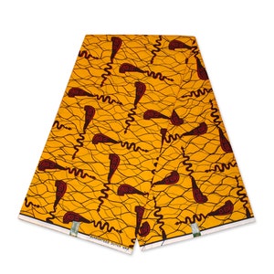 Vlisco Wax Hollandais - Yellow / Red Bottle Opener African Wax print fabric - Ankara Cotton Fabrics - African Wax cloth by the yard