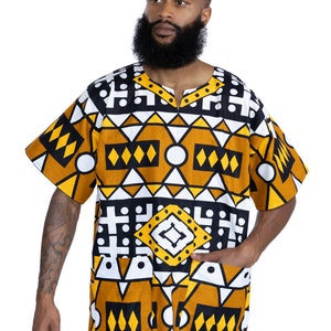 Mustard Samakaka Dashiki Shirt / Dashiki Dress - African print top - Unisex