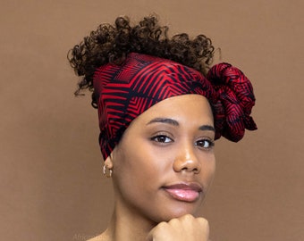 Afrikanischer Kopftuch - Red Fade Effect - 100% Baumwolle Ankara Print Stoff Turban / Schal / Stirnband / Haarband / Tuch