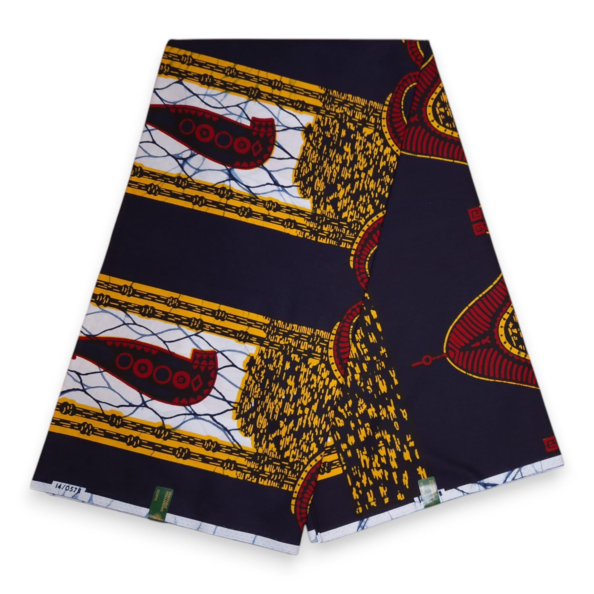 Vlisco Wax Hollandais – Dunkelblaues Häuptlingsschwert VL00578-114 – Stoff mit afrikanischem Wachsdruck – Ankara-Baumwollstoff – afrikanische Stoff-Meterware
