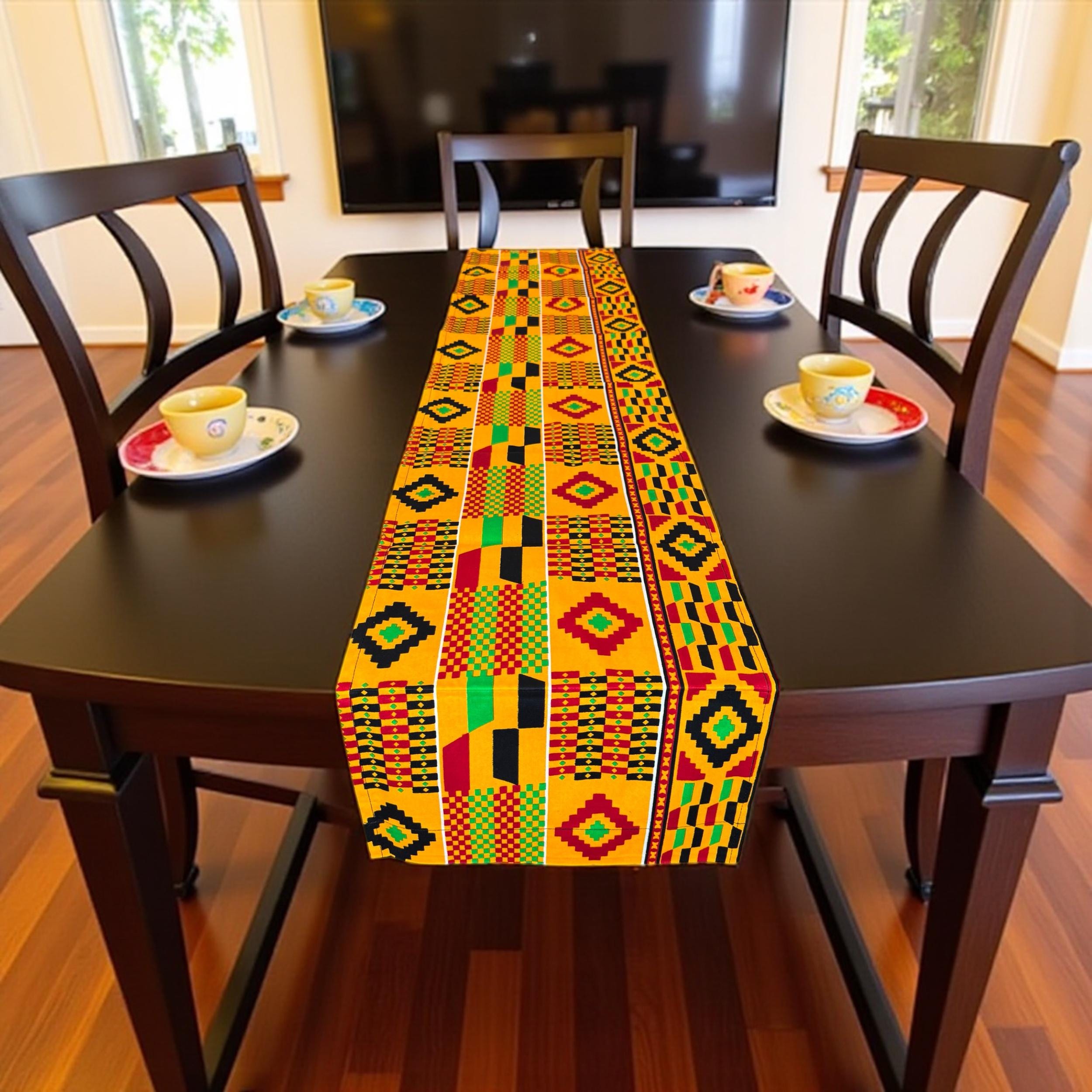 African Print Table Runner - Table Cloth - Orange Kente - Etsy Canada