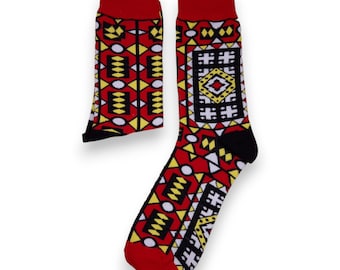 African socks / Afro socks / Samakaka socks - Red - African Print Socks