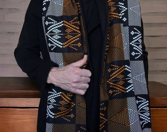 Afrikanischer Print Winterschal für Männer – Orangefarbene Stammesmuster – Herren-/Gentleman-Schal
