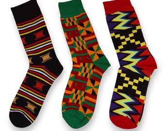 Set of 3 pairs EHAN African socks / Afro socks / African Print Socks