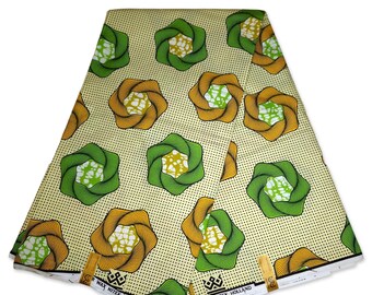 African fabric - Green Swirl - Super Wax fabric - Ankara Cotton Fabrics - African Wax cloth by the yard - Mitex Holland