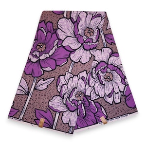 African Wax print fabric - Purple Flowers - Ankara Cotton Fabrics - African fabric Wax cloth by the yard - Julius Holland
