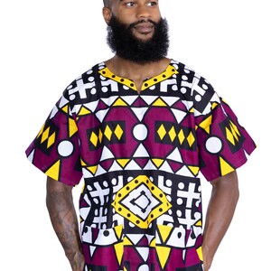 Purple Yellow Samakaka Dashiki Shirt / Dashiki Dress - African print top - Unisex