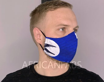 African print Mouth mask / Face mask made of Vlisco fabric (Premium model) Unisex - Blue speedbird