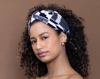 Afrikanischer Print Twist Stirnband Kopfschmuck – Erwachsene – Haarschmuck – Kente weiß