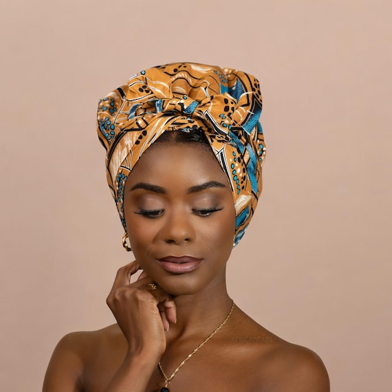 Easy Headwrap - Satin Lined Hair Bonnet With Straps - Brown  display picture 3
