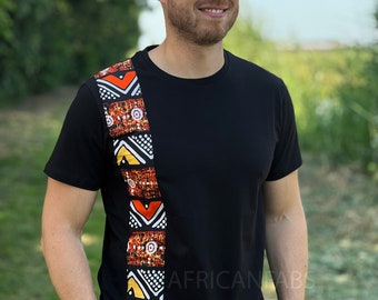 T-shirt with African print details - orange bogolan band