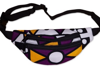 African Print Fanny Pack - Purple samakaka - Ankara Waist Bag / Bum bag / Festival Bag with Adjustable strap