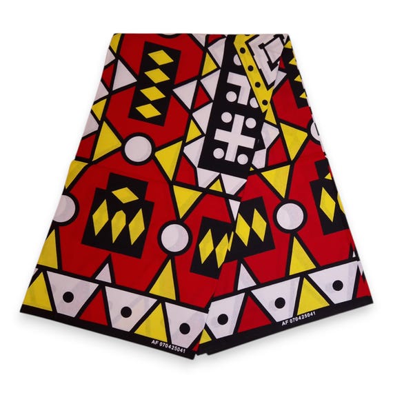 African print fabric - Red Yellow Samakaka / Samacaca (Angola) - Wax print fabric / African cloth / Ankara material - 100% cotton