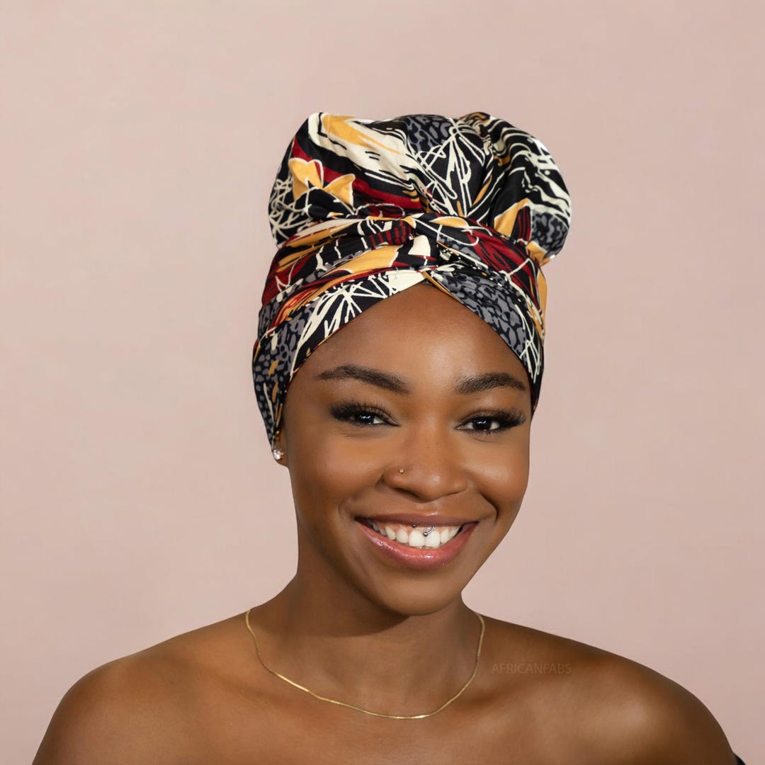 Easy Headwrap - Satin Lined Hair Bonnet With Straps - Black / Cream ...