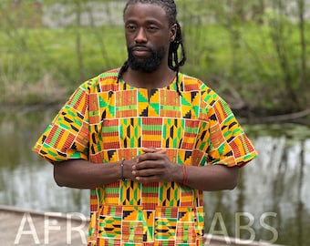 Orange Kente Dashiki Shirt / Dashiki Kleid - Afrikanisches Print Top - Unisex