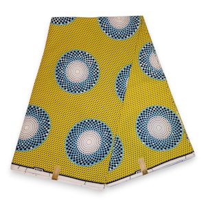 African Wax print fabric - Yellow Circles - Ankara Cotton Fabrics - African fabric Wax cloth by the yard - Julius Holland