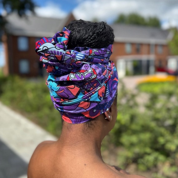 Colorful Patterned Headwrap African Headband and Headwrap Scarf Set | Kente Headband and  main image 3